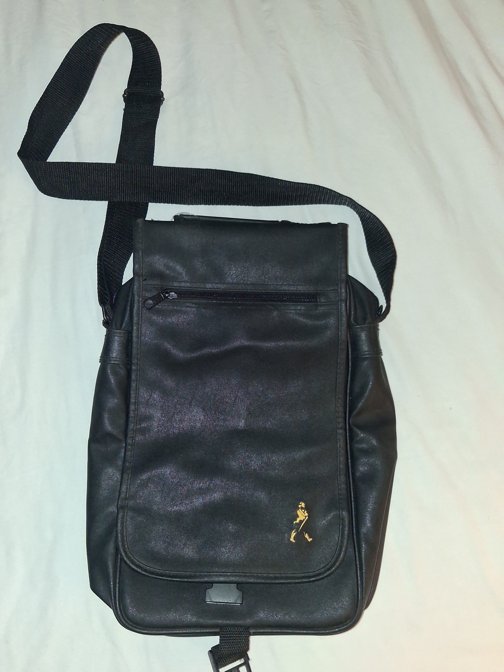 Johnnie Walker Whisky Faux Leather Duffle Travel Bag Satchel Black